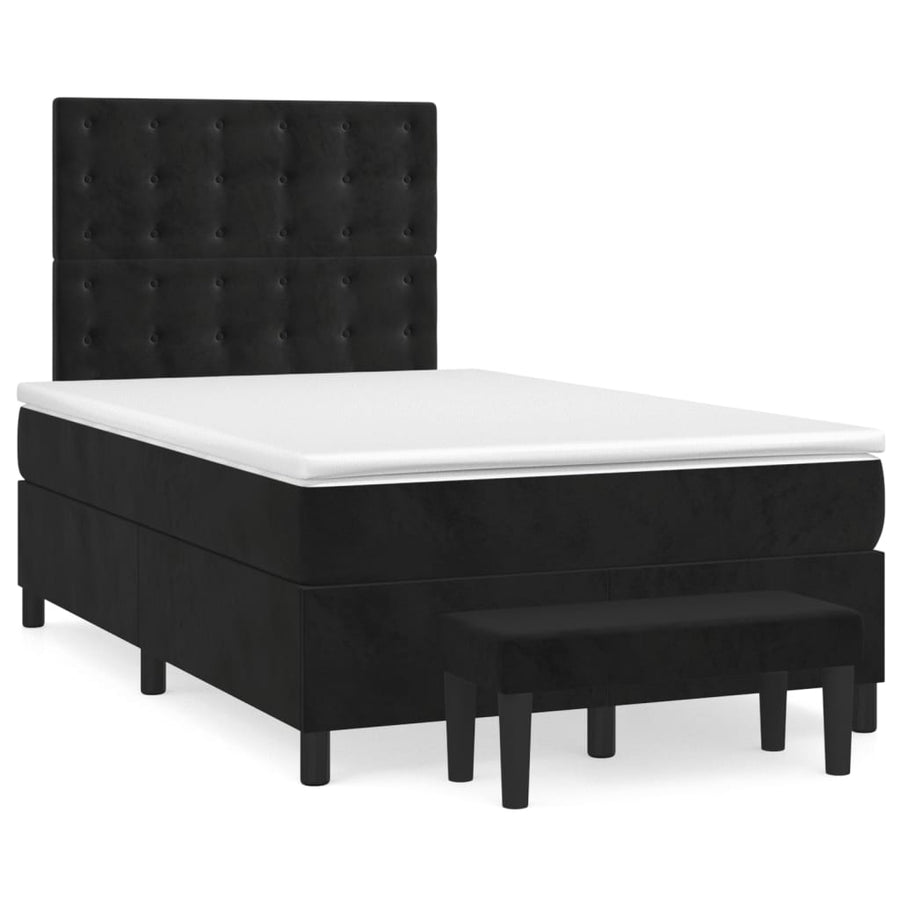 Boxspring Met Matras Fluweel Zwart 120 x 200 cm Knopen