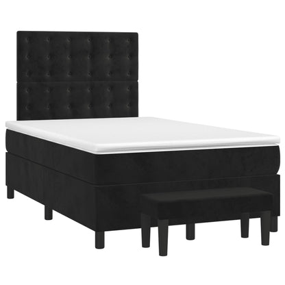 Boxspring Met Matras Fluweel Zwart 120 x 200 cm Knopen