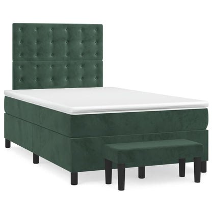 Boxspring Met Matras Fluweel Donkergroen 120X200 Cm 120 x 200 cm Knopen