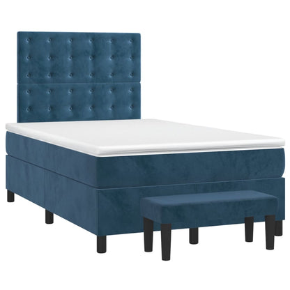 Boxspring Met Matras Fluweel Donkerblauw 120 x 200 cm Knopen