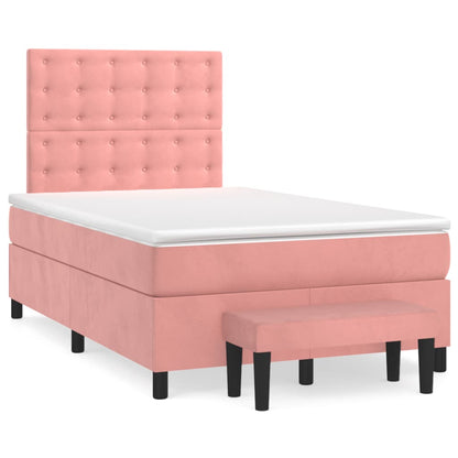 Boxspring Met Matras Fluweel Roze 120 x 200 cm Knopen