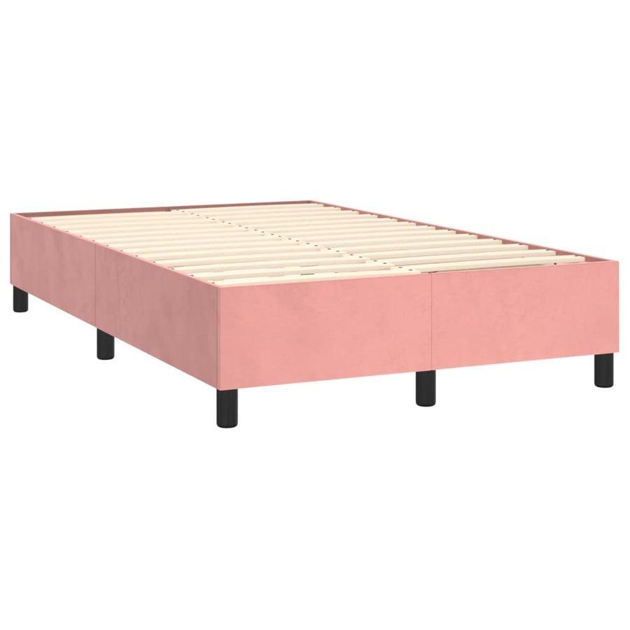 Boxspring Met Matras Fluweel Roze 120 x 200 cm Knopen
