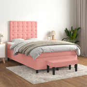 Boxspring 120x200 cm fluweel roze met matras
