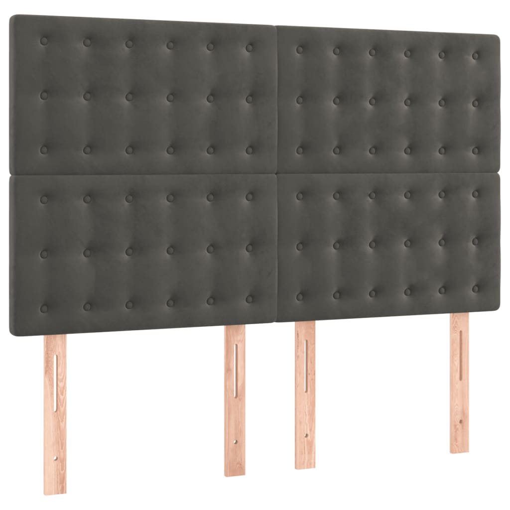 Boxspring Met Matras Fluweel Donkergrijs 140 x 190 cm Knopen