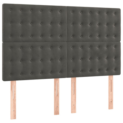 Boxspring Met Matras Fluweel Donkergrijs 140 x 190 cm Knopen