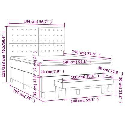 Boxspring Met Matras Fluweel Donkergrijs 140 x 190 cm Knopen