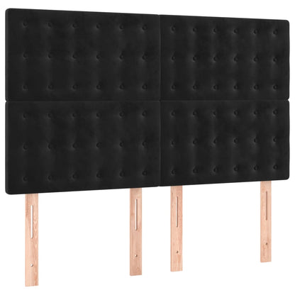 Boxspring Met Matras Fluweel Zwart 140 x 190 cm Knopen