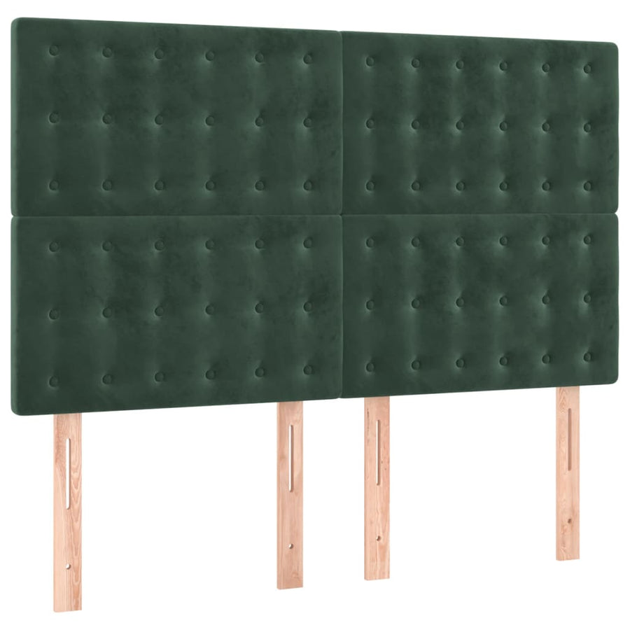 Boxspring Met Matras Fluweel Donkergroen 140 x 190 cm Knopen