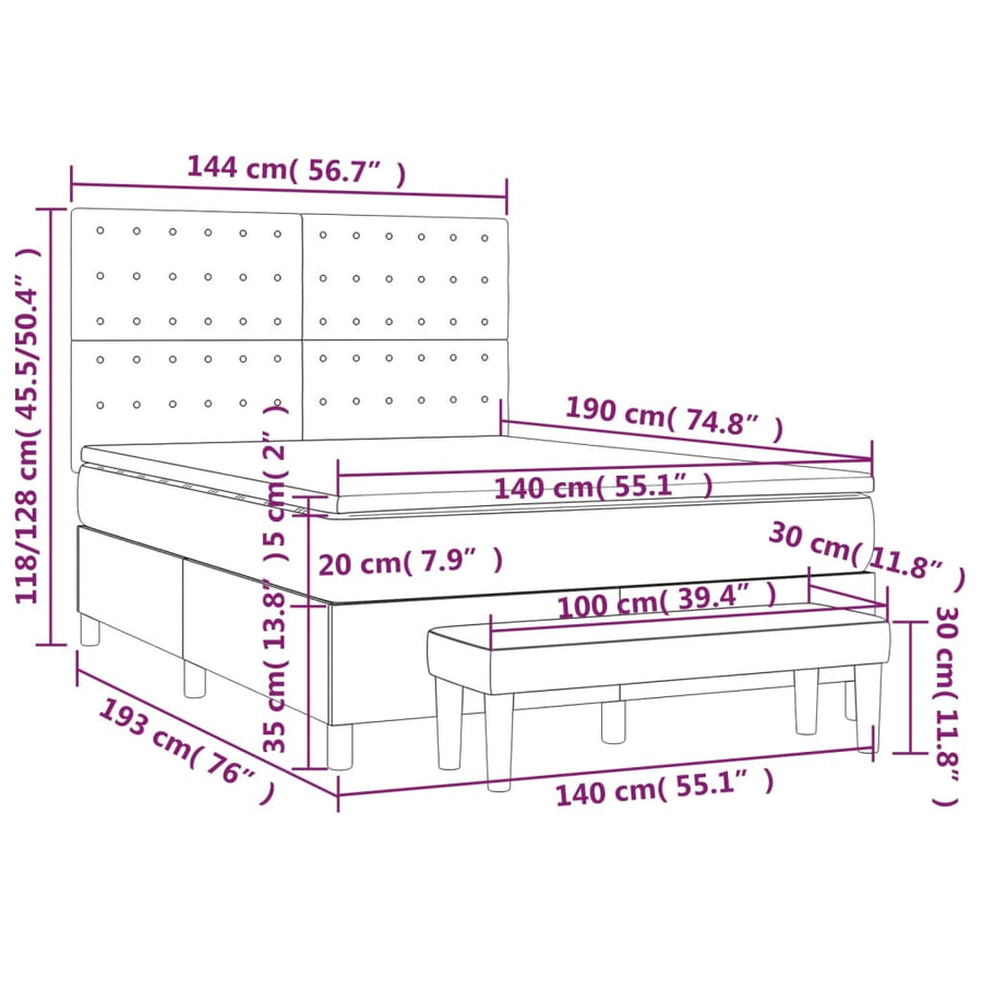 Boxspring Met Matras Fluweel Donkergroen 140 x 190 cm Knopen