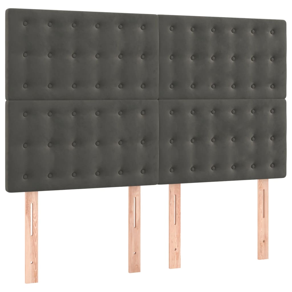 Boxspring Met Matras Fluweel Donkergrijs 140 x 200 cm Knopen