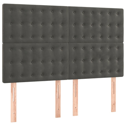 Boxspring Met Matras Fluweel Donkergrijs 140 x 200 cm Knopen