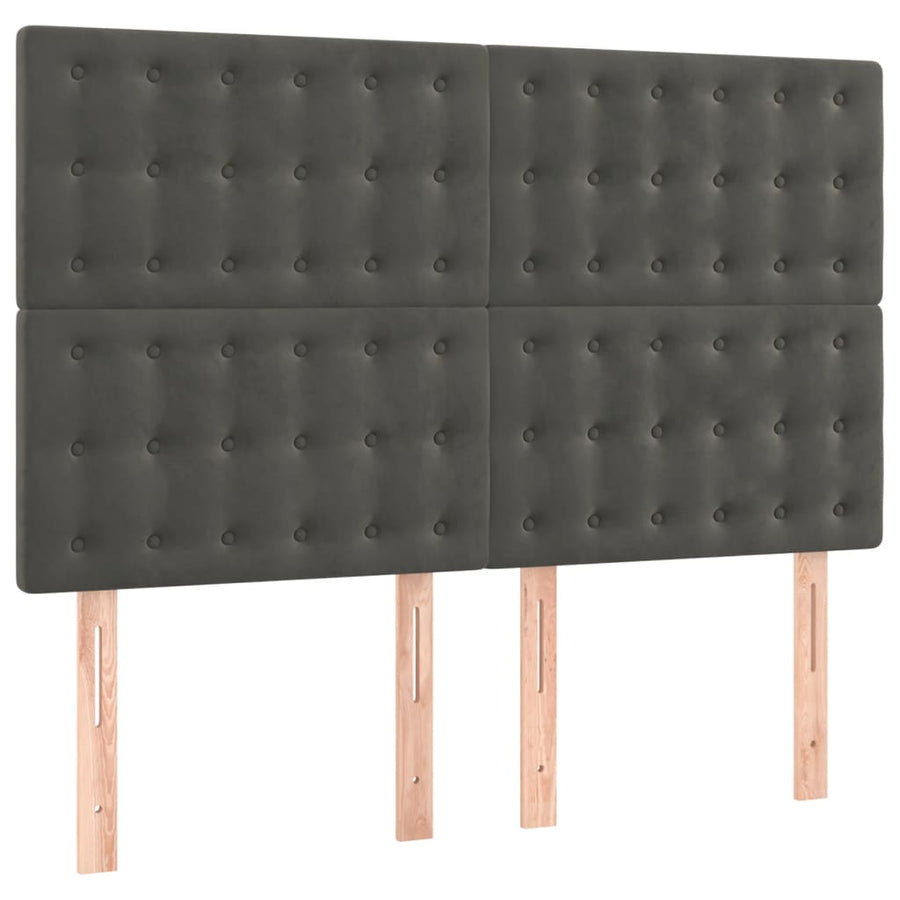 Boxspring Met Matras Fluweel Donkergrijs 140 x 200 cm Knopen