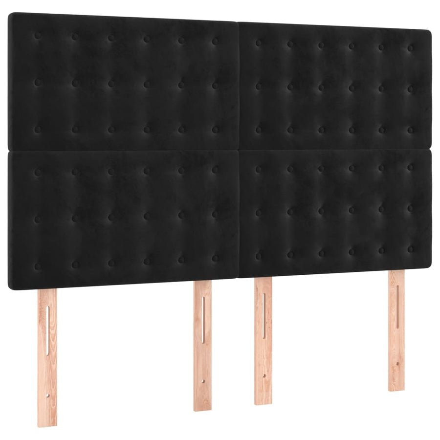 Boxspring Met Matras Fluweel Zwart 140X200 Cm Zwart 140 x 200 cm Knopen