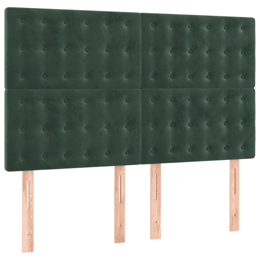 Boxspring Met Matras Fluweel Donkergroen 140 x 200 cm Knopen