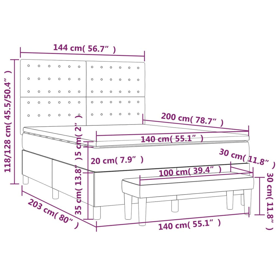 Boxspring Met Matras Fluweel Donkergroen 140 x 200 cm Knopen