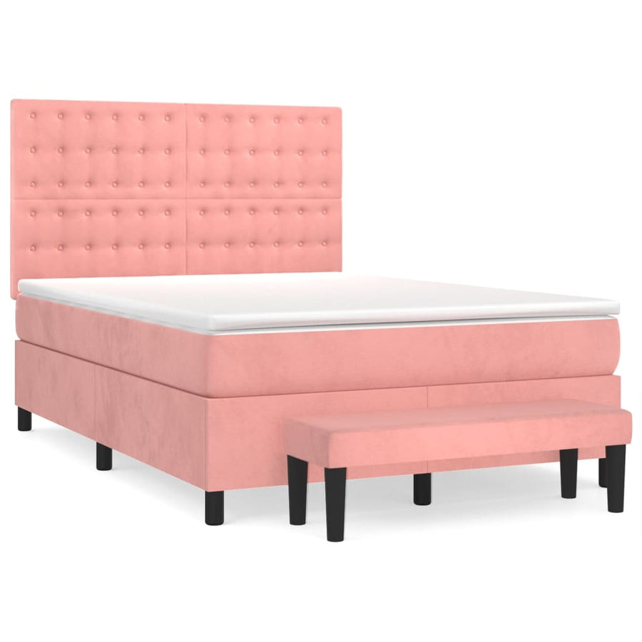 Boxspring Met Matras Fluweel 140 x 200 cm