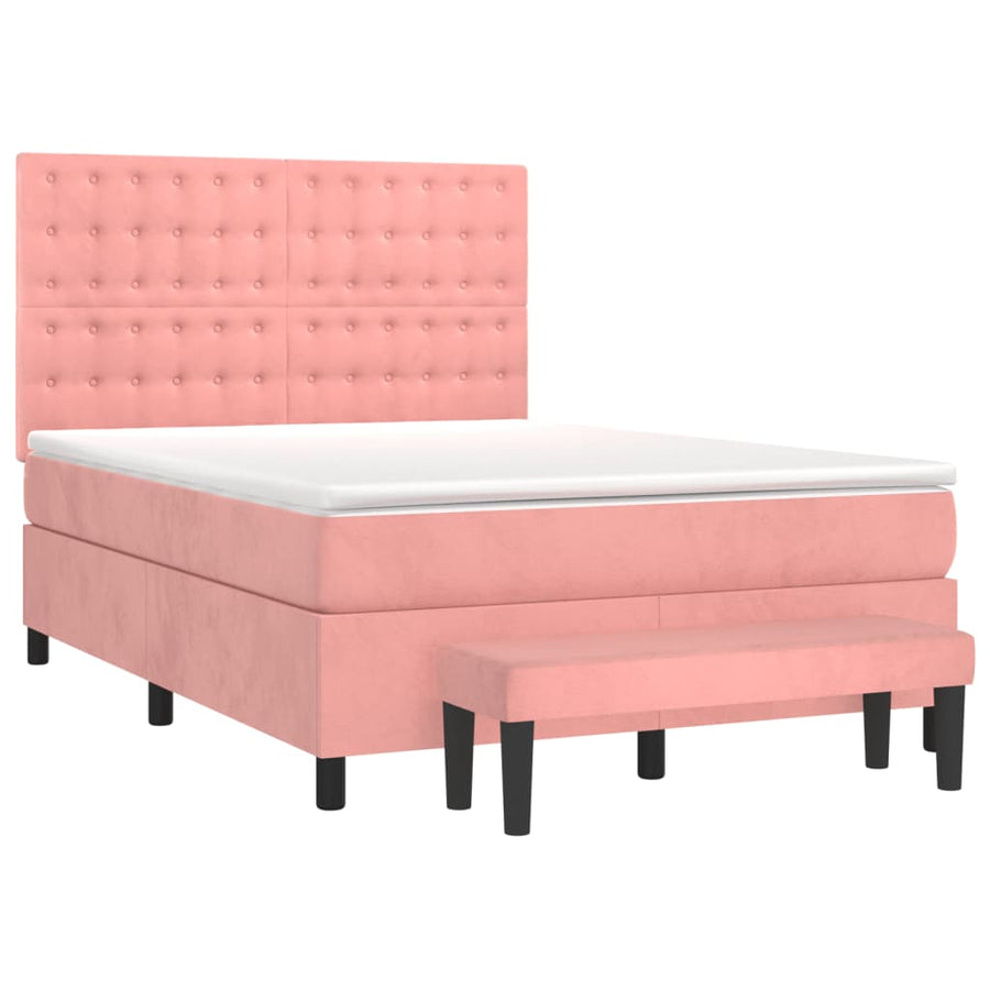 Boxspring Met Matras Fluweel 140 x 200 cm