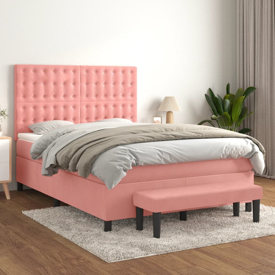 Boxspring Met Matras Fluweel 140 x 200 cm