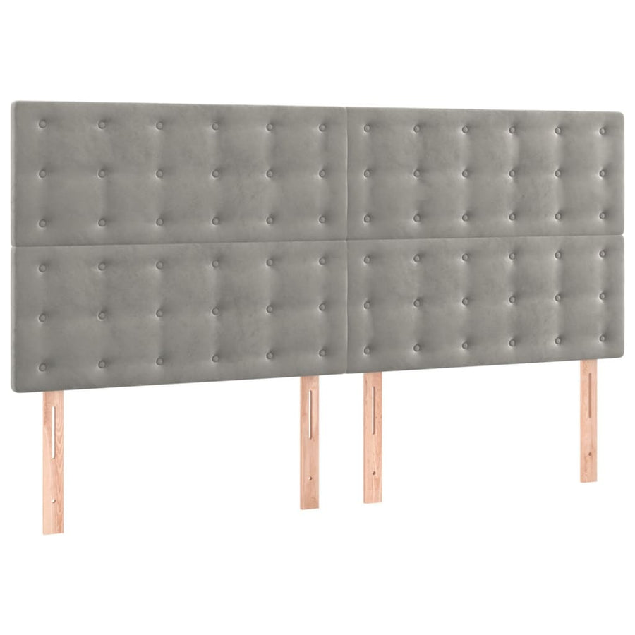 Boxspring Met Matras Fluweel Lichtgrijs 160 x 200 cm Knopen