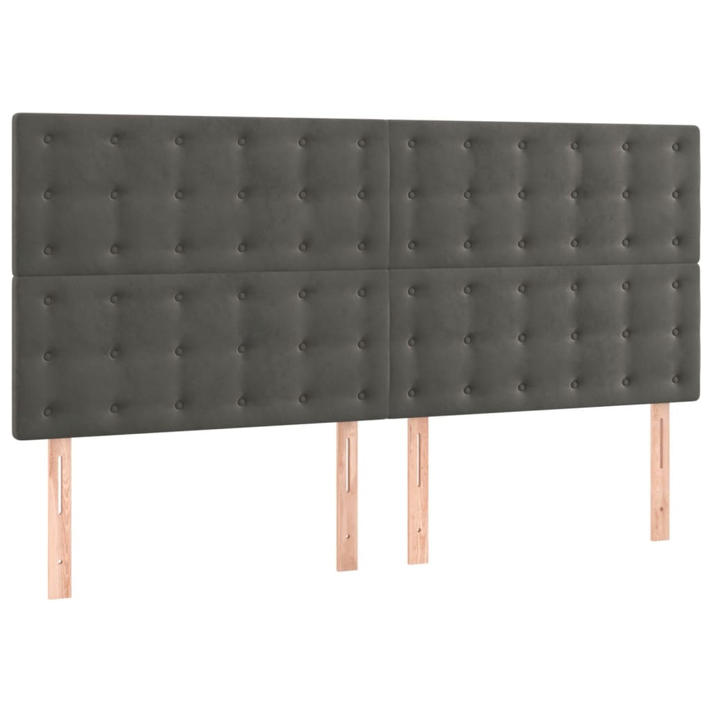 Boxspring Met Matras Fluweel Donkergrijs 160 x 200 cm Knopen