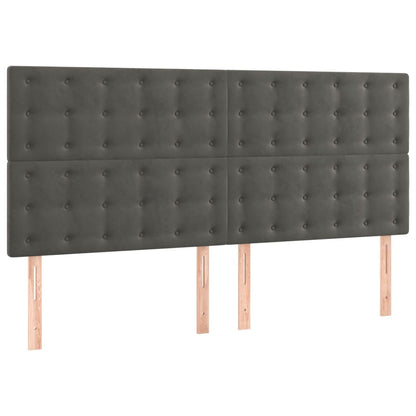Boxspring Met Matras Fluweel Donkergrijs 160 x 200 cm Knopen