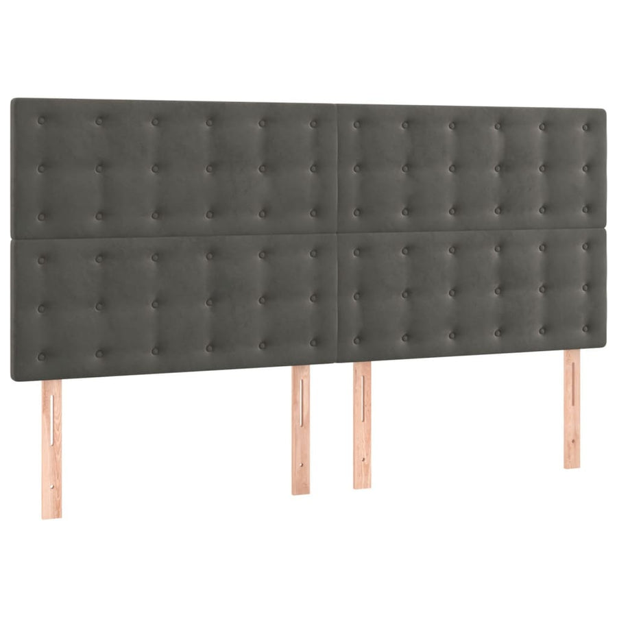 Boxspring Met Matras Fluweel Donkergrijs 160 x 200 cm Knopen