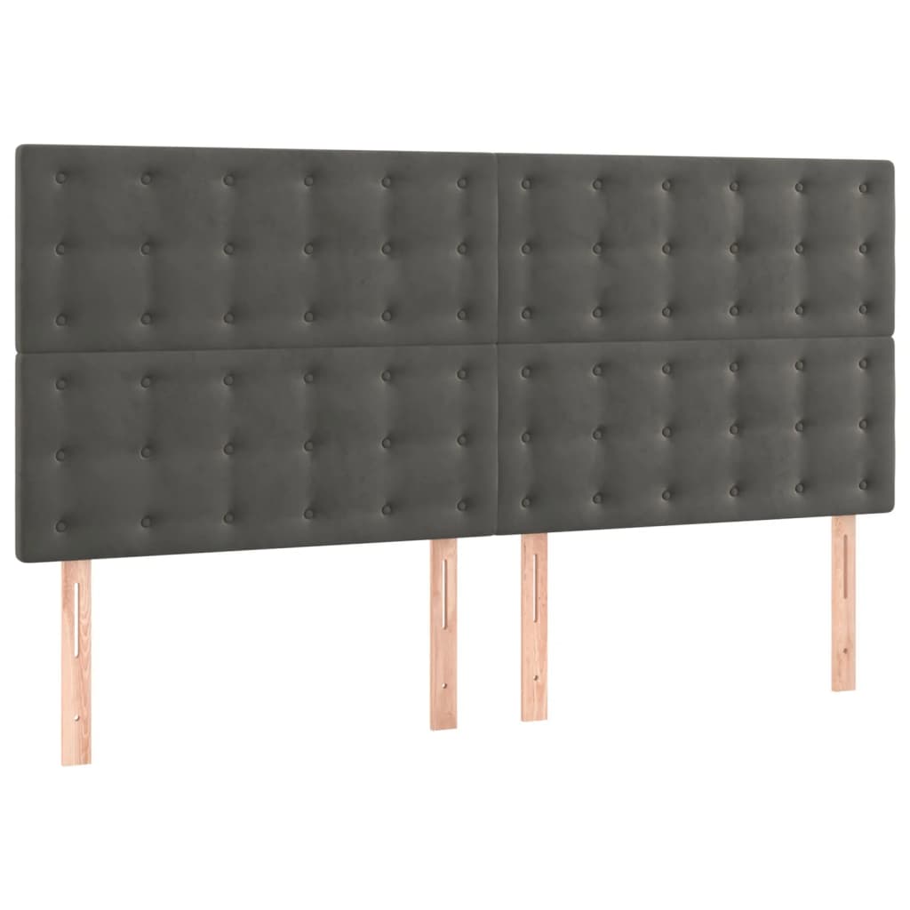 Boxspring Met Matras Fluweel Donkergrijs 180X200 Cm Donkergrijs 180 x 200 cm Knopen