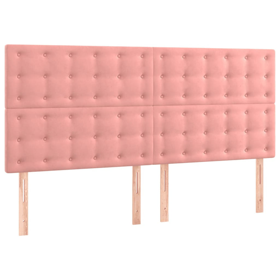 Boxspring Met Matras Fluweel Roze 180X200 Cm