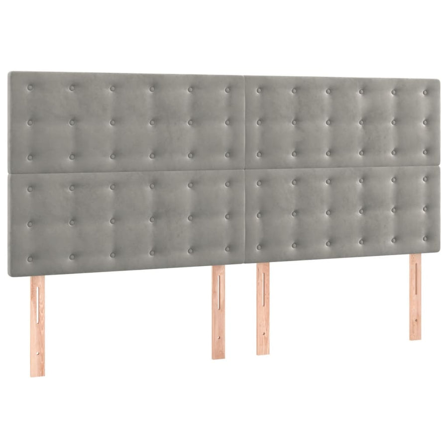 Boxspring Met Matras Fluweel Lichtgrijs 200 x 200 cm Knopen