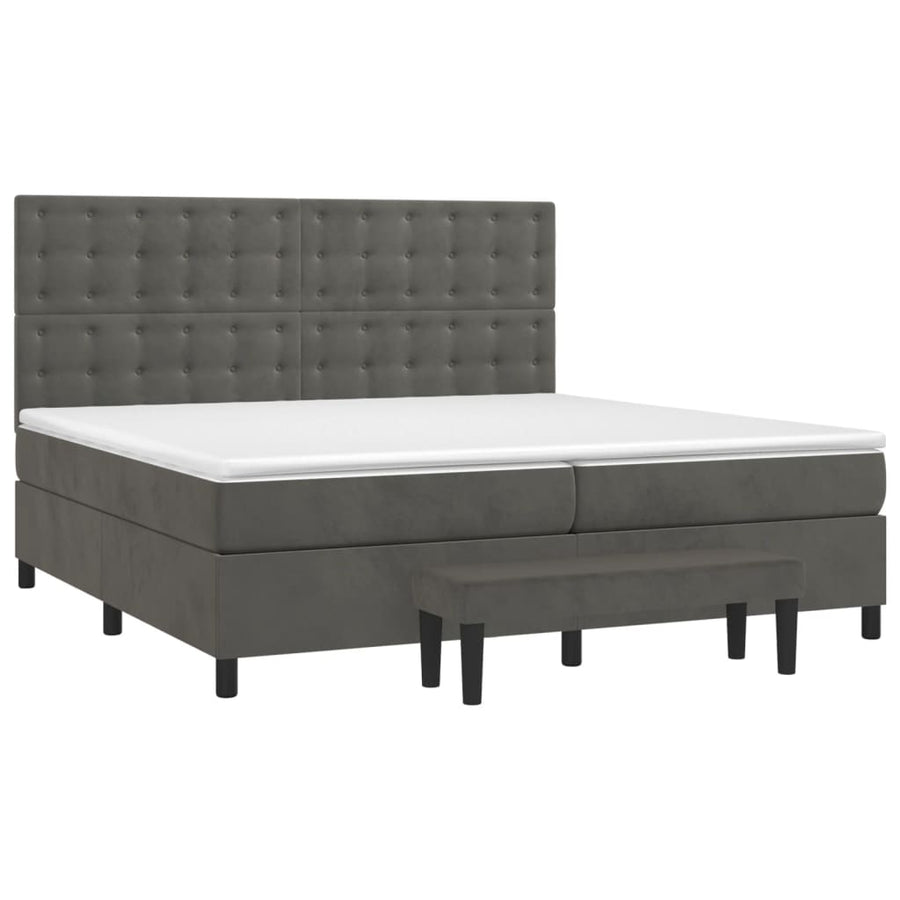 Boxspring Met Matras Fluweel Donkergrijs 200 x 200 cm Knopen