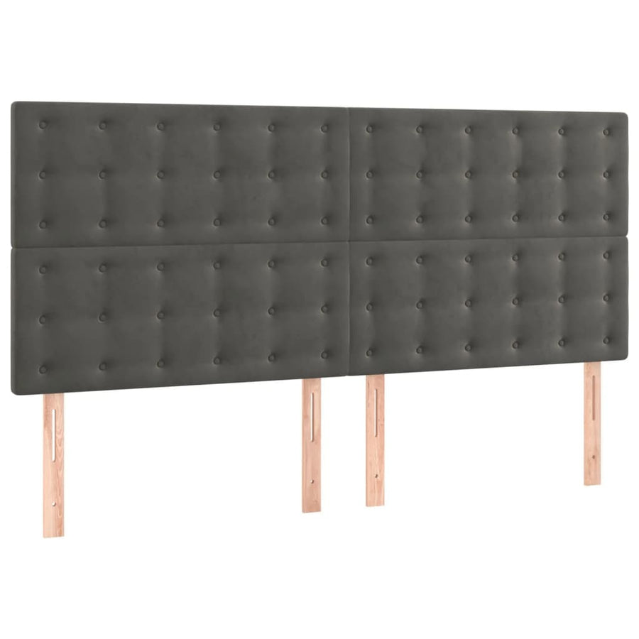 Boxspring Met Matras Fluweel Donkergrijs 200 x 200 cm Knopen