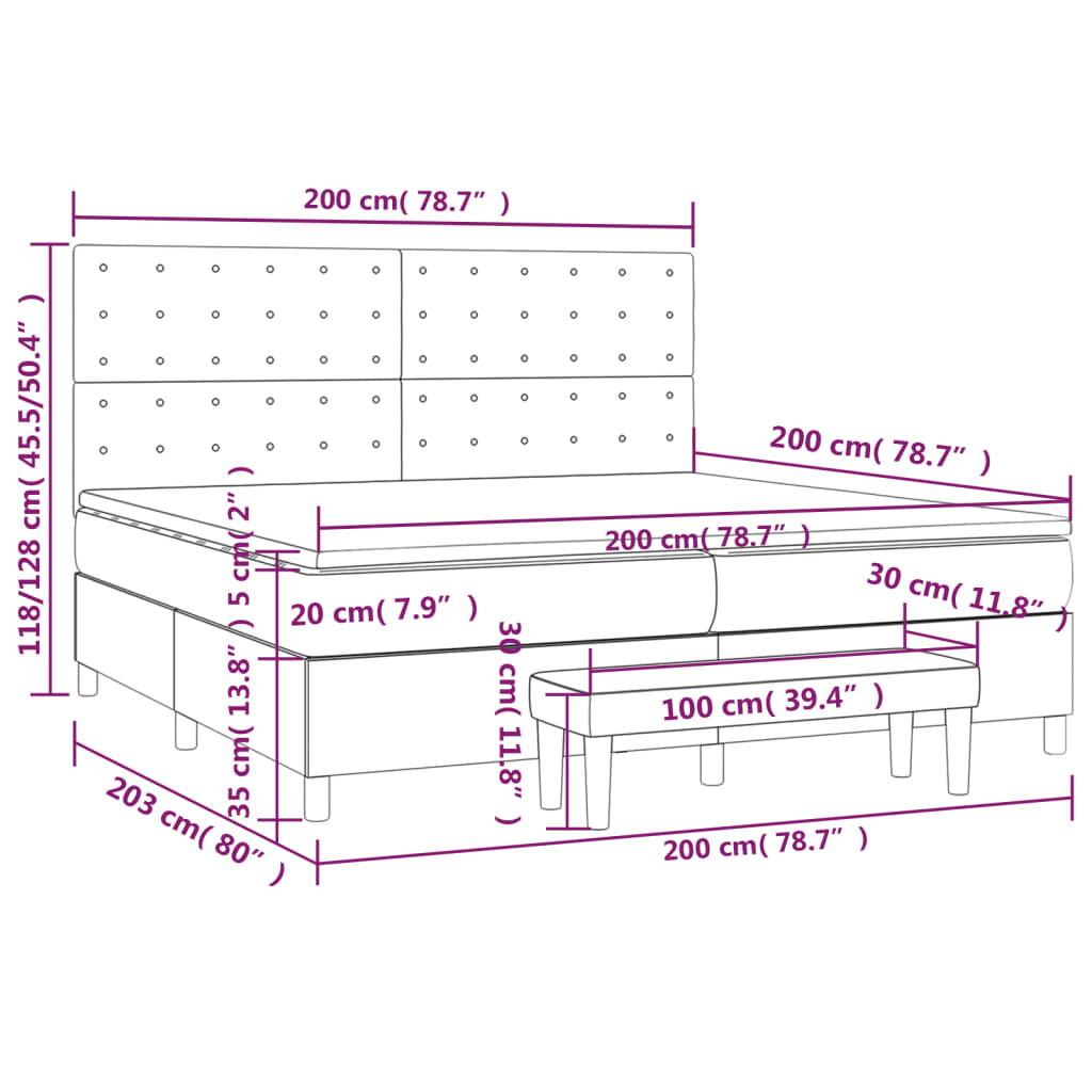 Boxspring Met Matras Fluweel Donkergroen 200X200 Cm Donkergroen 200 x 200 cm Knopen