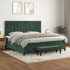 Box spring bed with dark green velvet mattress 200x200 cm