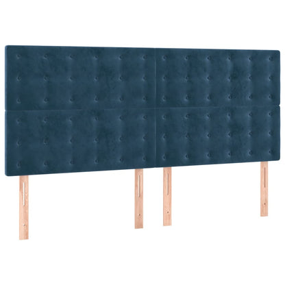 Boxspring Met Matras Fluweel Donkerblauw 200X200 Cm Donkerblauw 200 x 200 cm Knopen