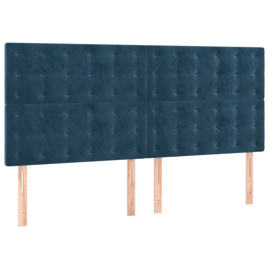 Boxspring Met Matras Fluweel Donkerblauw 200X200 Cm Donkerblauw 200 x 200 cm Knopen