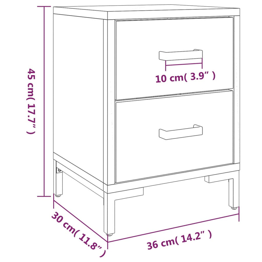 Nachtkastjes Massief Grenenhout 2 36 x 30 x 45 cm Bruin