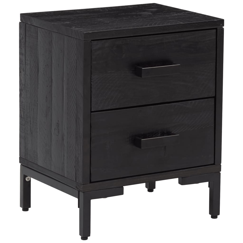 Nachtkastjes Massief Grenenhout 2 36 x 30 x 45 cm Zwart