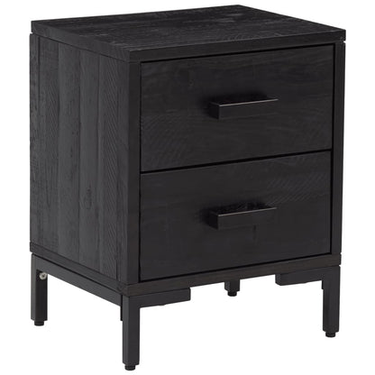 Nachtkastjes Massief Grenenhout 2 36 x 30 x 45 cm Zwart