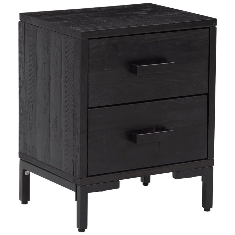 Nachtkastjes Massief Grenenhout 2 36 x 30 x 45 cm Zwart