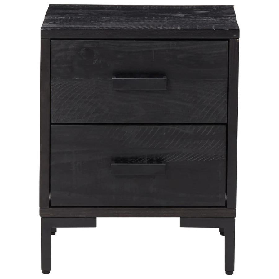 Nachtkastjes Massief Grenenhout 2 36 x 30 x 45 cm Zwart