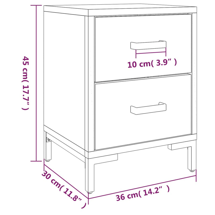 Nachtkastjes Massief Grenenhout 2 36 x 30 x 45 cm Zwart