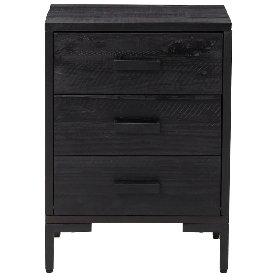 Nachtkastjes 2 St 40X30X55 Cm Massief Grenenhout Zwart