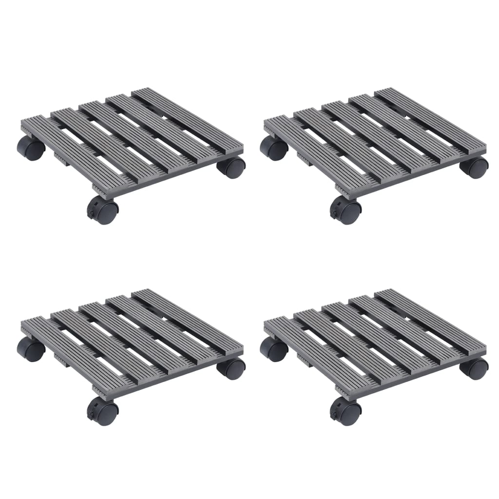 Plantentrolleys 4 St 30X30X7,5 Cm Hkc Grijs