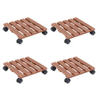 Plant Trolleys 4 pcs 30x30x7.5 cm HKC brown