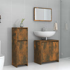 3-Piece Bathroom Furniture Set Engineered Wood Smoked Oak