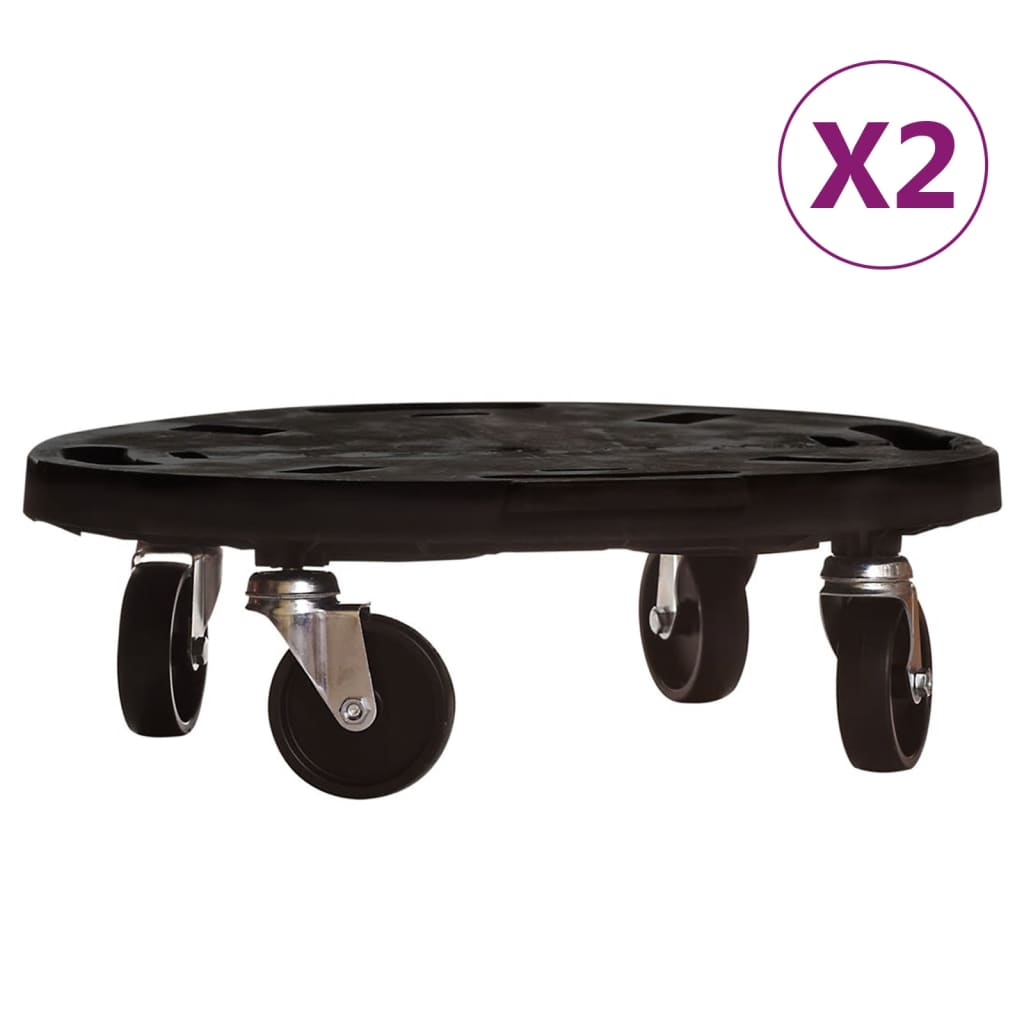 Plantentrolleys met wielen 2 st 275 kg diameter 40 cm zwart