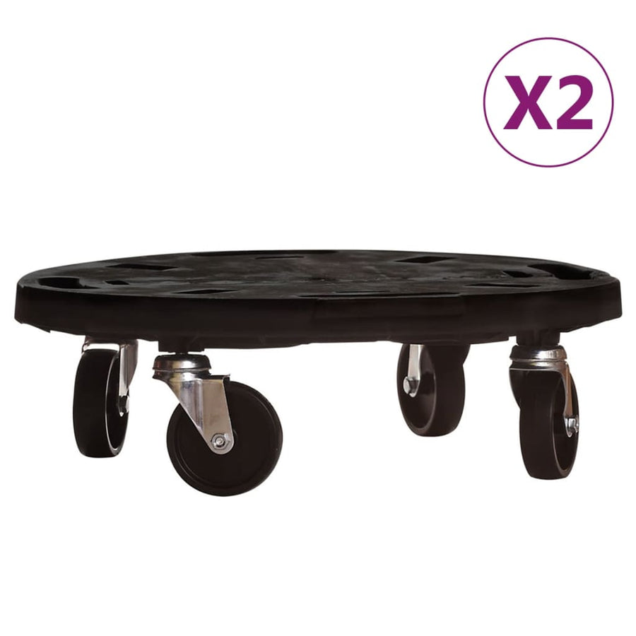 Plantentrolleys met wielen 2 st 275 kg diameter 40 cm zwart