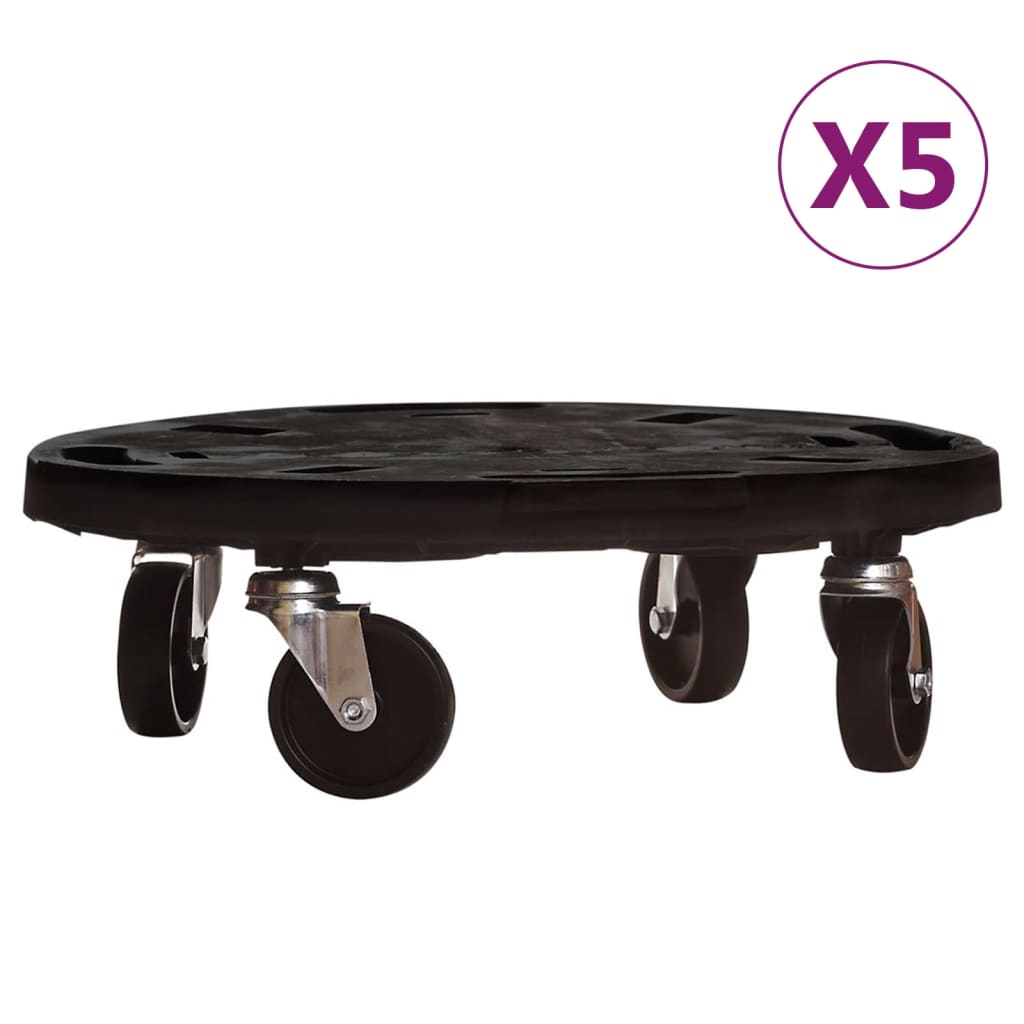 Plantentrolleys Met Wielen 5 St 275 Kg Diameter 40 Cm Zwart 5