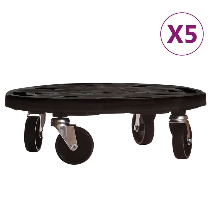 Plantentrolleys Met Wielen 5 St 275 Kg Diameter 40 Cm Zwart 5