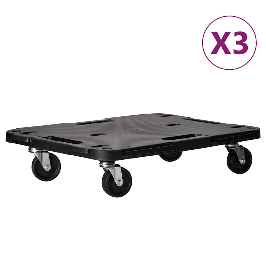 Transporttrolleys 3 st 58x38x12 cm polypropeen zwart